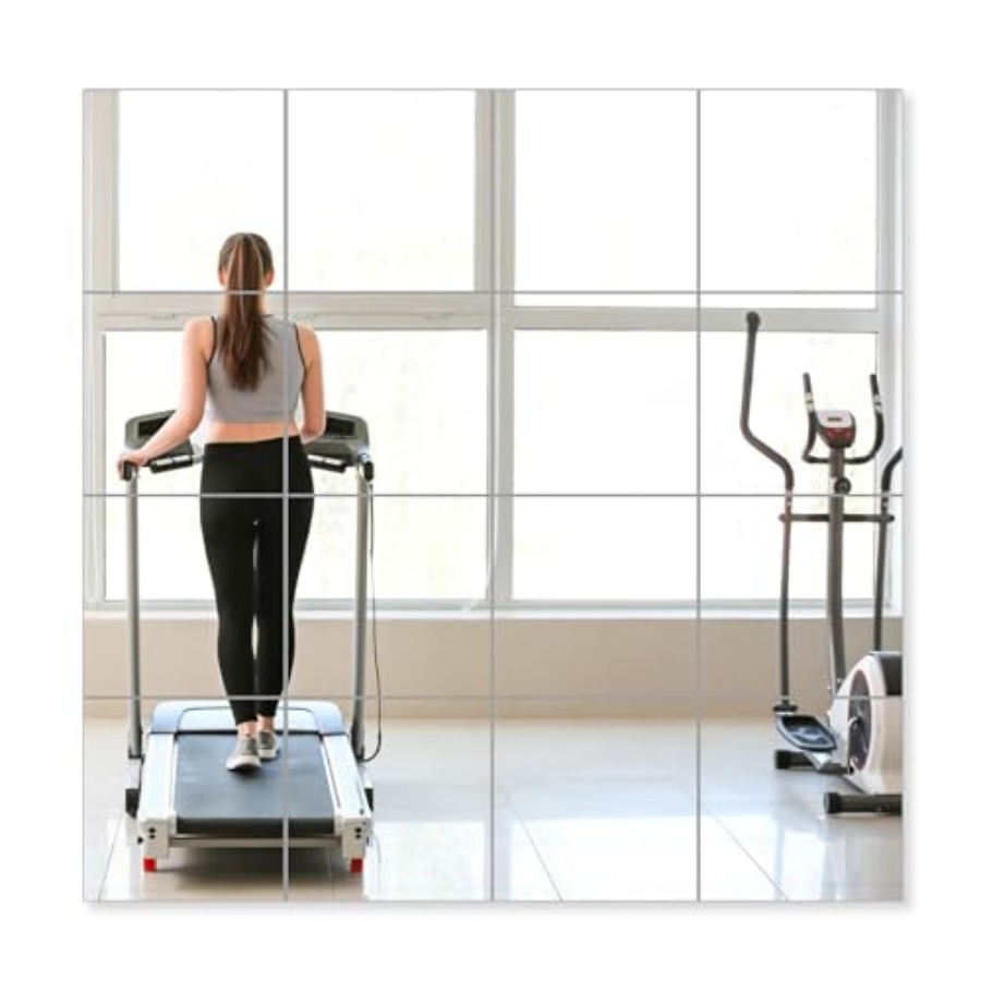 Home Gym Full Body - 16 Pack Shatterproof Acrylic Mirror Tiles,