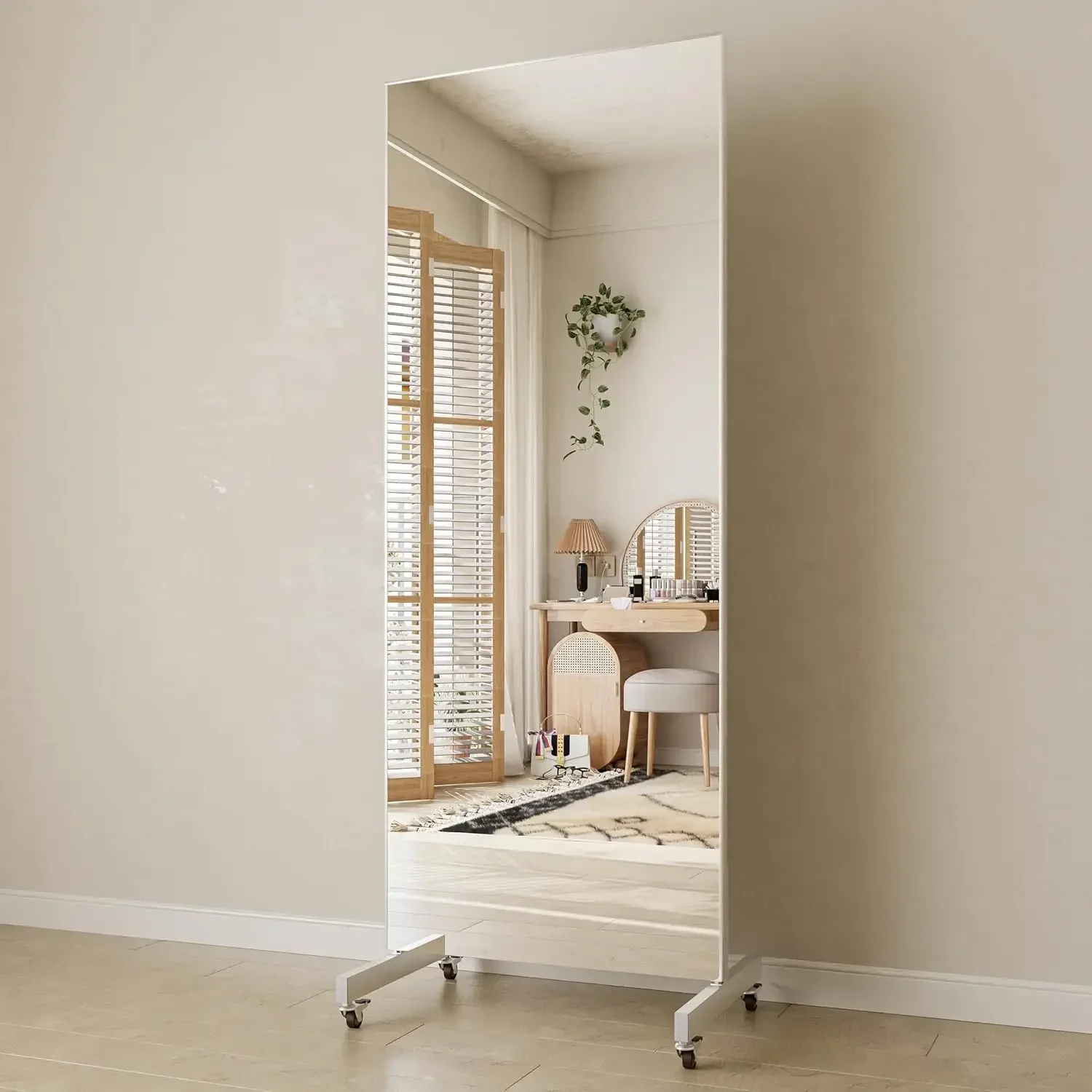 Home Gym Yoga Studio - Rolling Floor Mirror With Wheels Super