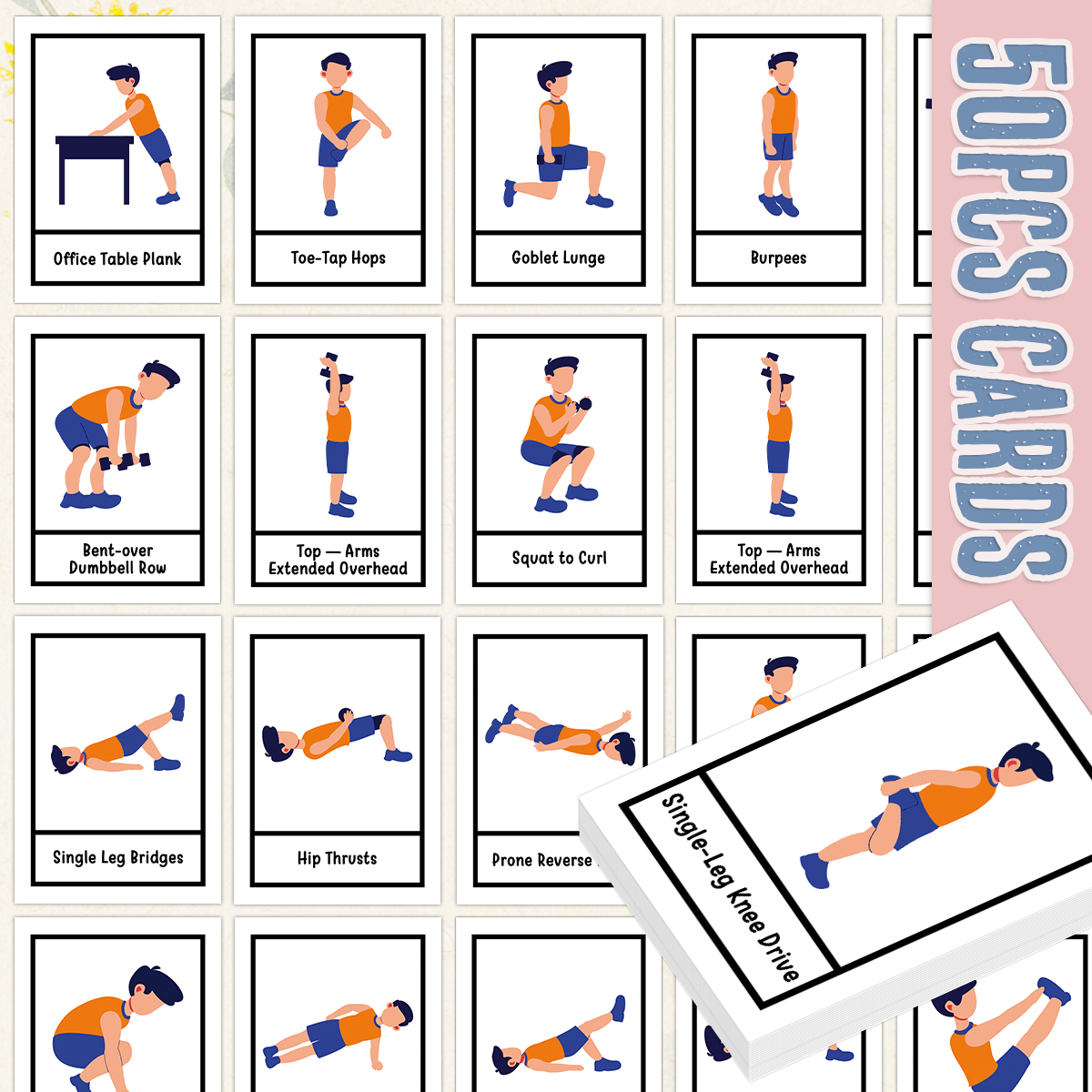 50pcs Exercise Fitness Flashca – Workout Plan Home Gym recenzja i cena