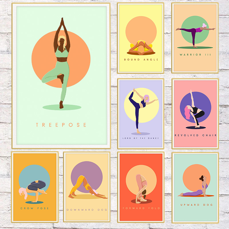Modern Abstract Yoga Poses Pos – Home Gym Yoga Studio recenzja i cena