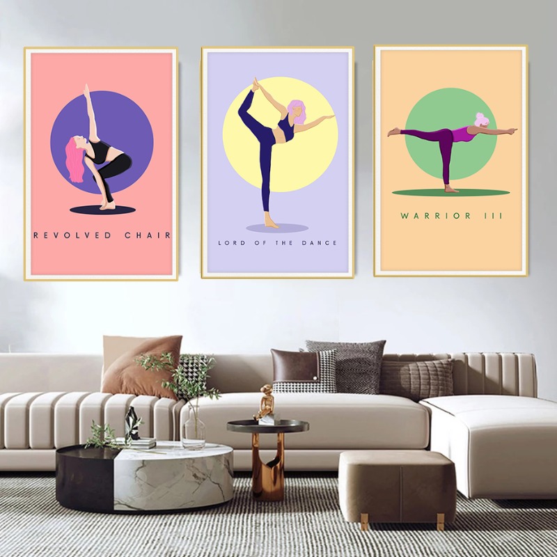 Modern Abstract Yoga Poses Pos – Home Gym Yoga Studio recenzja i cena