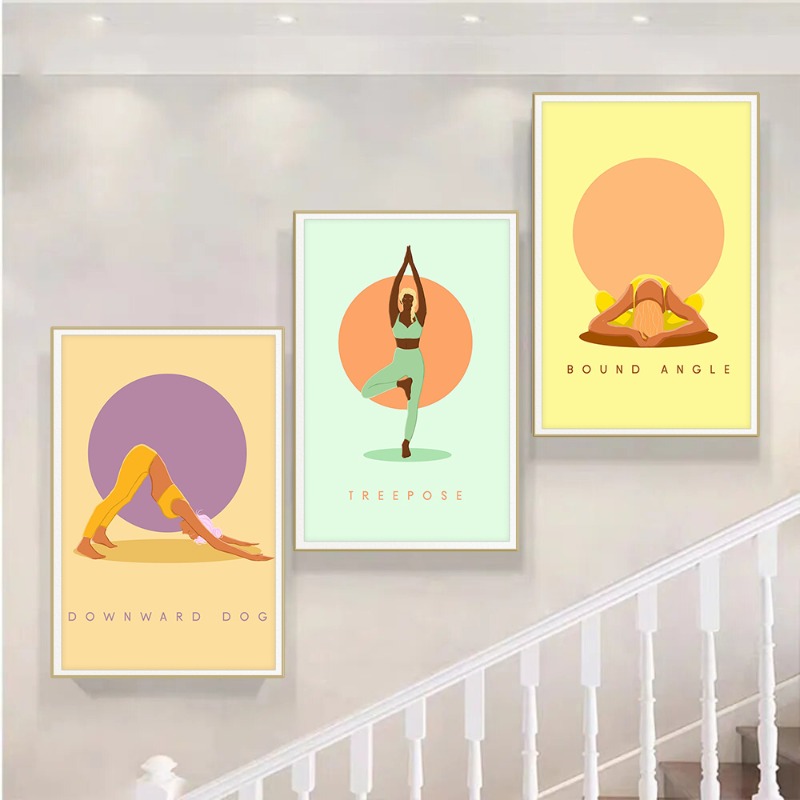 Modern Abstract Yoga Poses Pos – Home Gym Yoga Studio recenzja i cena