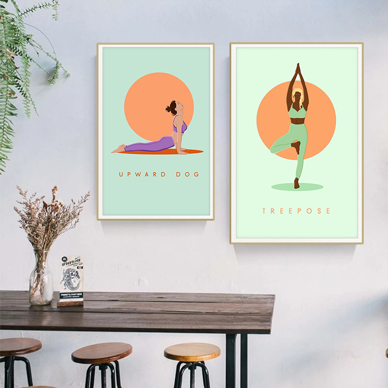 Modern Abstract Yoga Poses Pos – Home Gym Yoga Studio recenzja i cena
