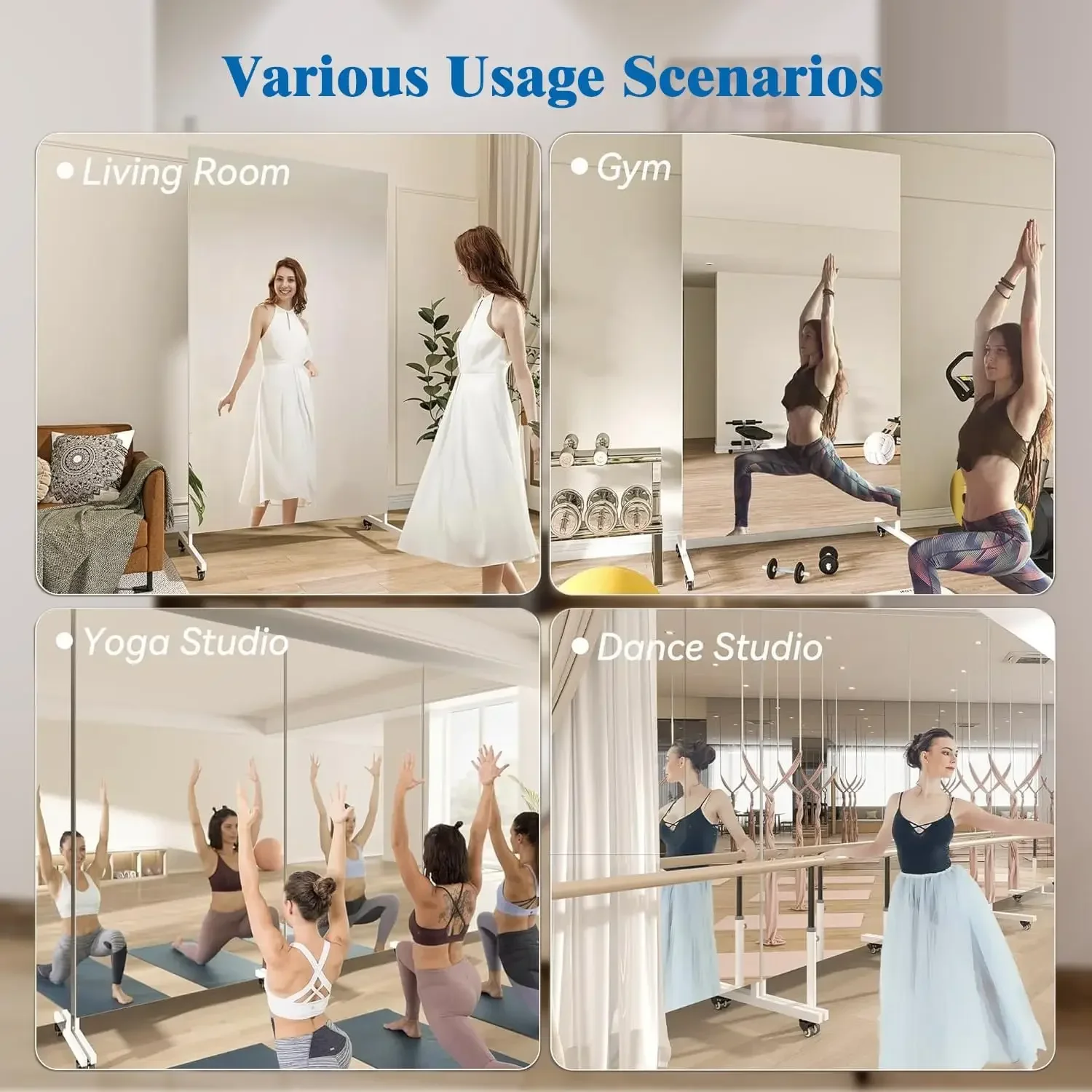 Rolling Floor Mirror With Whee – Home Gym Yoga Studio recenzja i cena
