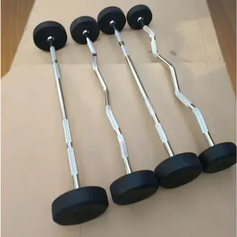 Round Rubber Coated Curl Fixed – Barbell Curl Bar recenzja i cena