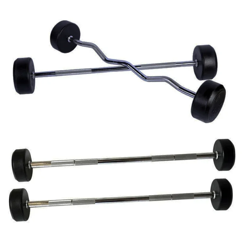 Round Rubber Coated Curl Fixed – Barbell Curl Bar recenzja i cena