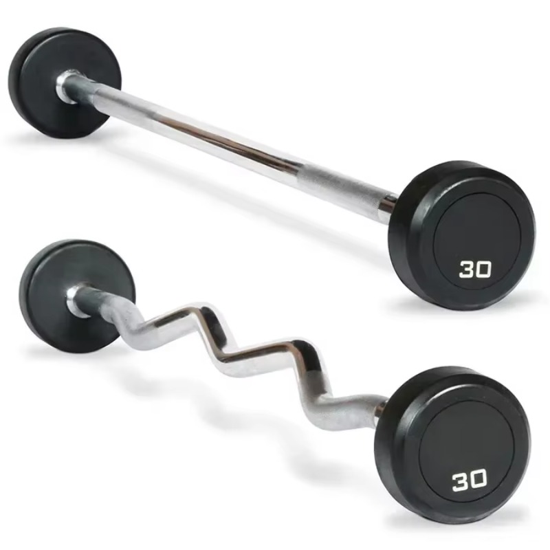 Round Rubber Coated Curl Fixed – Barbell Curl Bar recenzja i cena