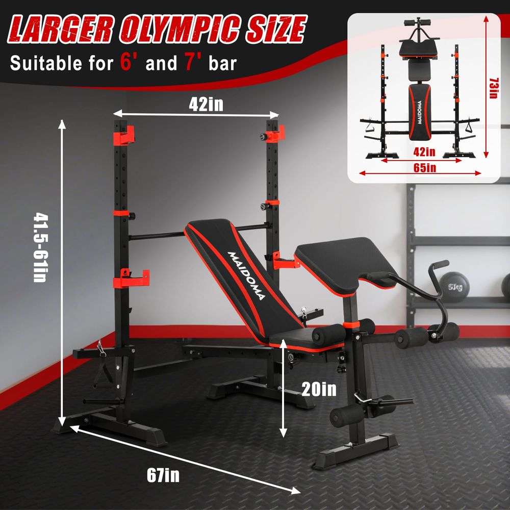 6 in 1 Weight Bench Set with L – Barbell Curl Bar recenzja i cena