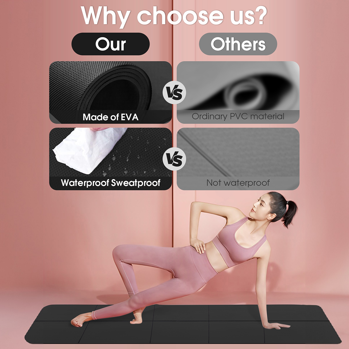 Foldable Yoga Mat Black Eco Fr – Gymnastics Mat Thick recenzja i cena