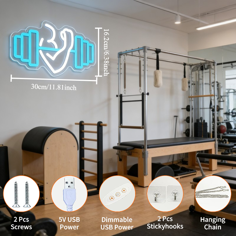 Bicep Dumbbell Neon Sign LED W – Home Gym Yoga Studio recenzja i cena