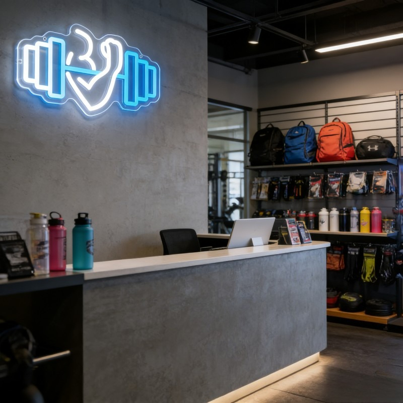 Bicep Dumbbell Neon Sign LED W – Home Gym Yoga Studio recenzja i cena